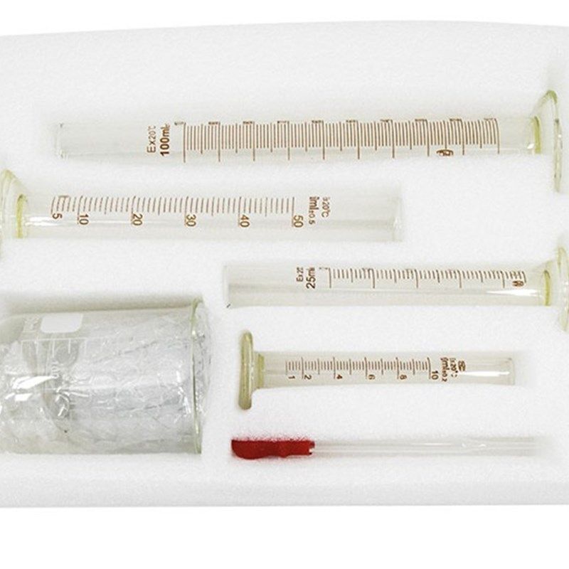 极速10 25f 50 100 毫升玻璃烧杯量筒套装3个烧杯+4个量筒+2个胶