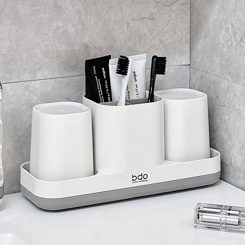 极速化妆室牙膏牙刷置物架浴室洗手台牙I杯收纳层架免打孔家用多