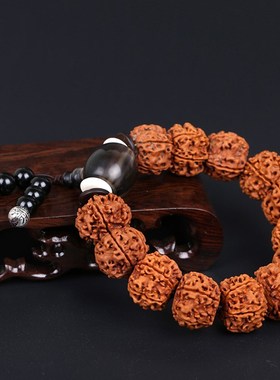 极速尼泊尔藏式大金刚菩提子五六瓣爆G肉红黄皮男士手串文玩佛珠