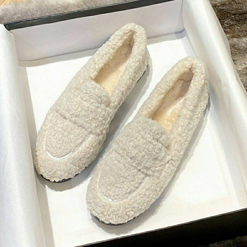 极速香港秋冬新款加绒厚底v豆豆鞋女一脚蹬羊羔毛外穿毛毛鞋大尺,女鞋,乐福鞋（豆豆鞋）,淘宝优惠券,粉丝福利购,淘宝优惠卷