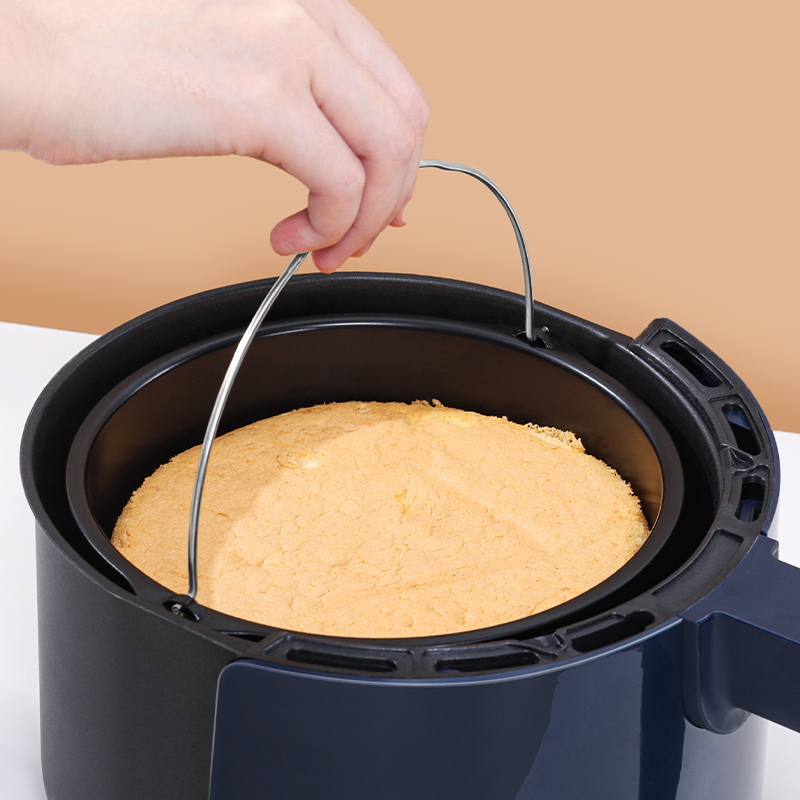 极速空气炸锅蛋糕模具带提手烘焙工具戚H风生日6寸胚8寸家用圆形