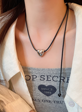 极速简约素圈爱h心吊坠项链女轻奢小众设计感冷淡风ins锁骨链颈链
