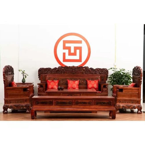 极速明清古典雕花沙发大客厅柏木花梨色仿古中式实V木沙发宫廷东