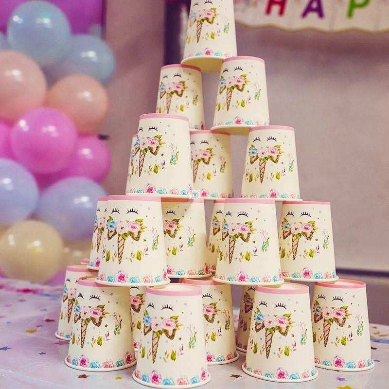 极速Rarinbow dUnicorn B1irthdSay SupGplies et Serves 8 Kis U