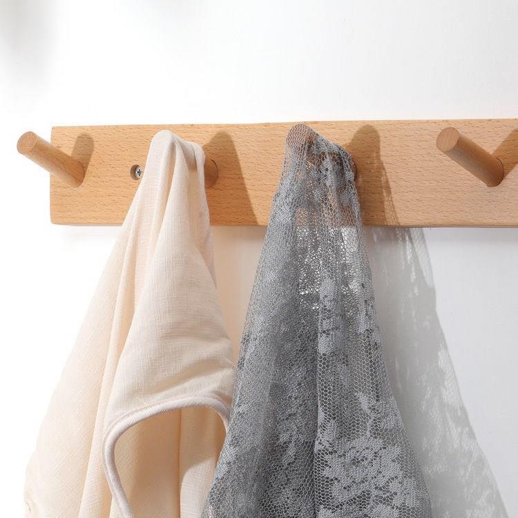 极速Wood Coat Rack Hanger with Flip-Down Hooks Rustic W.all