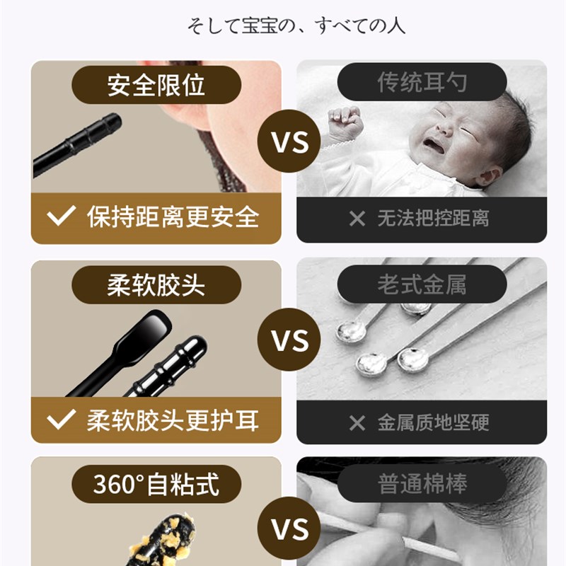 极速日本掏耳神器粘耳棒儿童婴儿挖耳勺粘着式黏R性宝宝掏耳朵屎