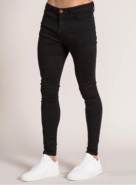 极速Elastic Waist Skinny Jeans Men Black Casual SSetwear Jog