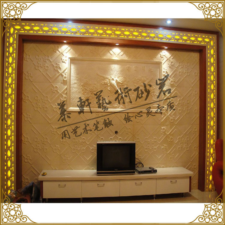 极速慕轩砂岩浮雕 砂岩雕塑背景墙走廊书房客厅壁画V 花开富贵砂