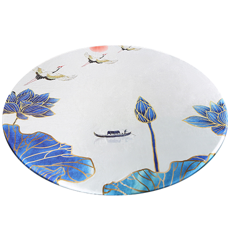 极速定制酒店饭店餐桌圆玻u璃转盘套罩饭厅包厢中式轻奢转盘罩布