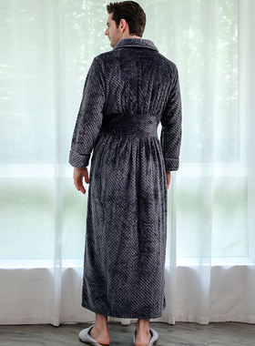 极速Men Winter Plus Size Long Coral GFleece Bathrobe Kimono