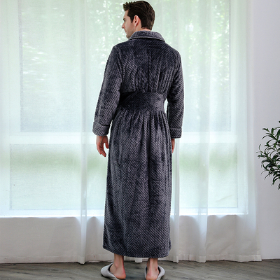 极速Men Winter Plus Size Long Coral GFleece Bathrobe Kimono