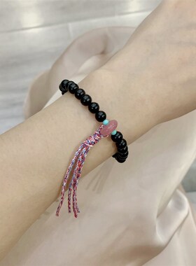 极速黑檀木单圈女款单圈r女款手链 神秘黑色檀木精致6mm左右手串