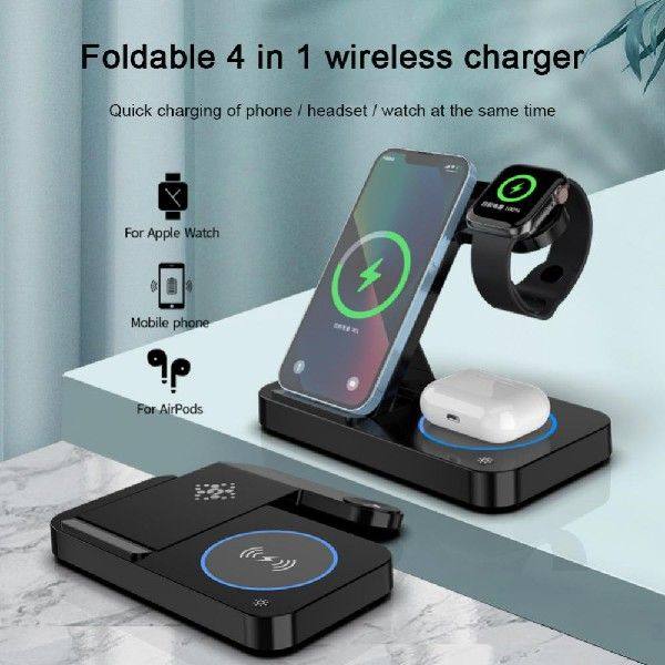 极速15W d4 In 1 Wireless Charger Stand QI Fast Charging Dock