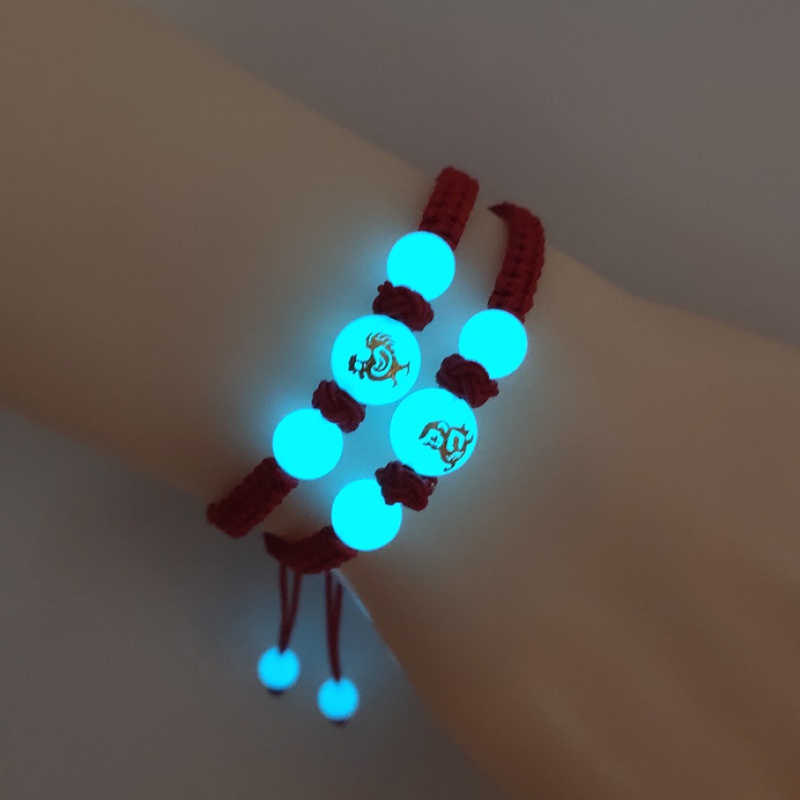 极速晶档本命年十二生肖红绳手錬C 手工编织夜光珠男女情侣款手串