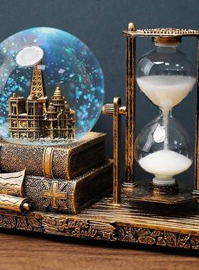 极速复古水晶球沙漏计时器创意桌面摆件酒柜N客厅家居装饰品男女