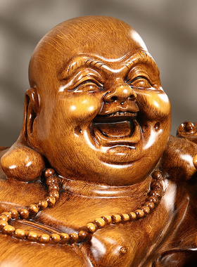 极速坐拥百财弥勒佛摆件大肚笑佛招财客厅办公Q室供奉装饰店铺开