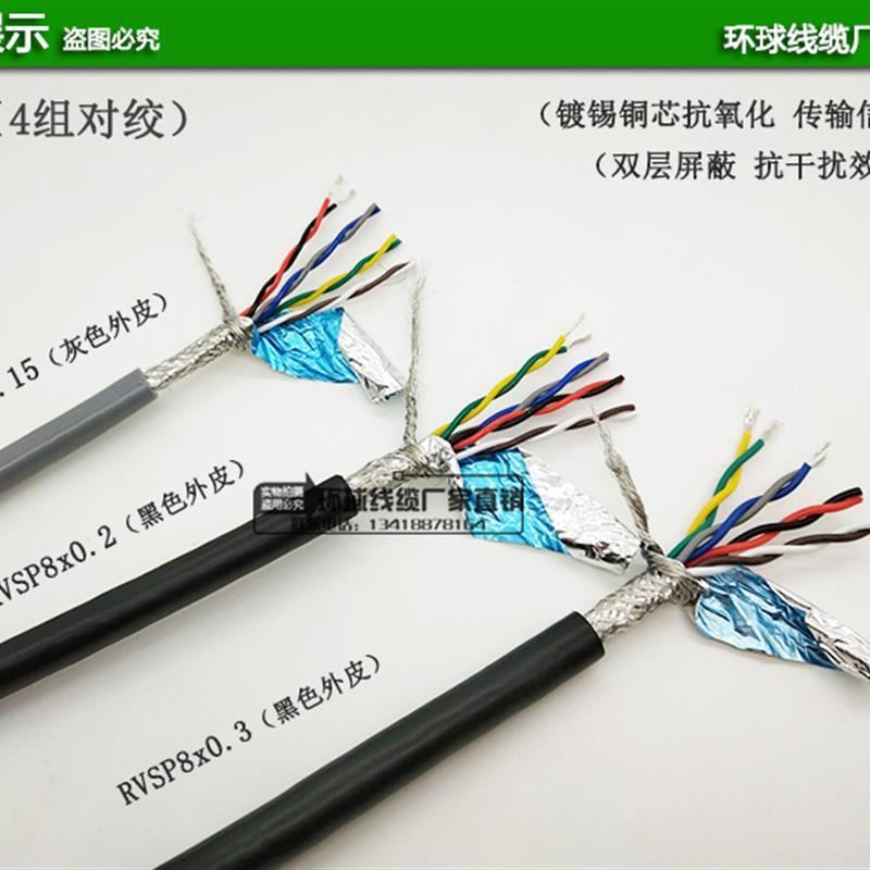 极速双绞遮蔽线RVSP2芯r4芯6芯8芯485镀锡铜芯讯号线对绞线阻燃护