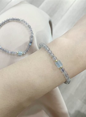 极速天然灰月光小颗粒单圈女款手链 4mm左右拉长X石月光石手串