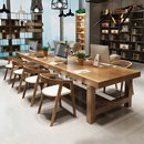 极速北欧大型实木会议长桌工业风长方形原木M长条桌洽谈室办公桌