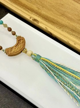 极速檀木风生水起牌搭配檀木葫芦羊角圆珠项链Q毛衣链 女款藏式链