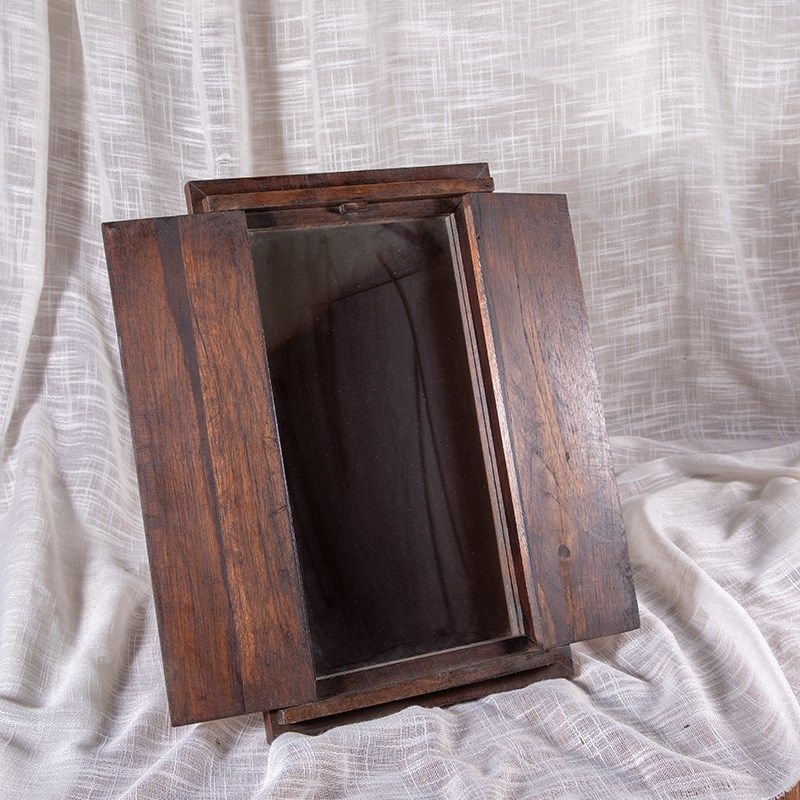 极速实木梳妆台镜子泰式台式办公室桌面复古Z折叠化妆镜