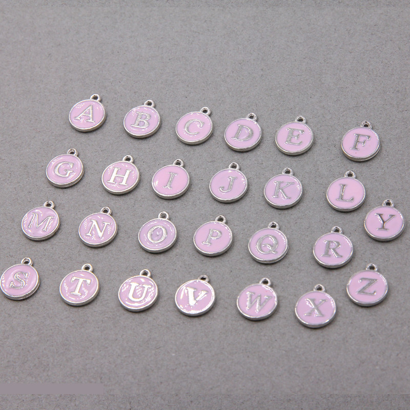 极速10pcs/26pcs Alphabett Letter Double Face Enamel Charms K