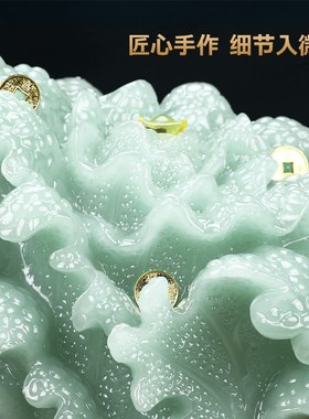 极速聚福招财玉i白菜摆件招财金蟾中式家居客厅电视柜酒柜乔迁开