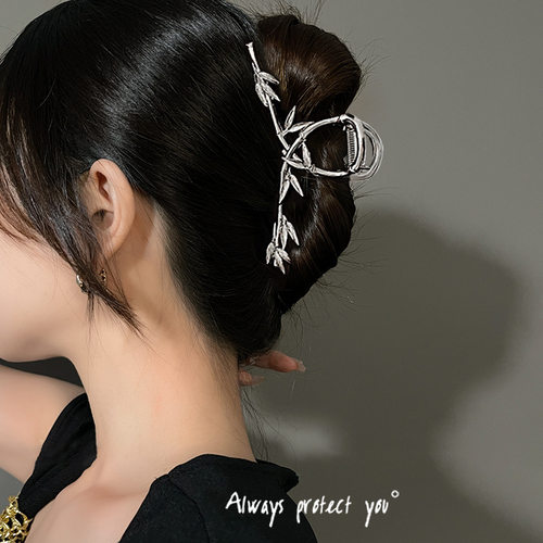 极速竹子发夹g女发量多金属抓夹感发抓鲨鱼夹头发夹子法式发卡银