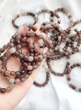 极速天然金丝玉老型珠转运珠女款C手链 五彩枣红酒红色玉石多宝手