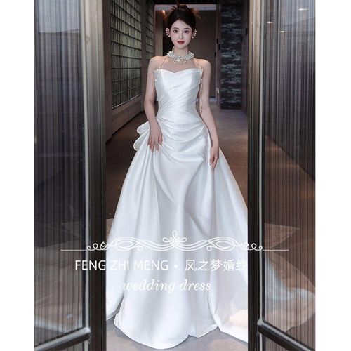 极速鱼尾主婚纱2025新款礼服订婚出门纱J轻一字肩晨袍女新娘敬酒