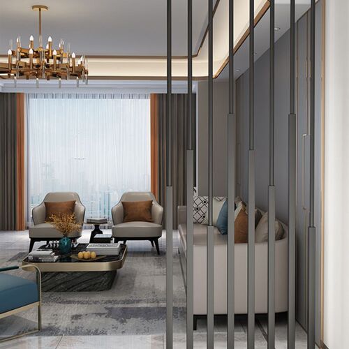 新品免打孔轻奢铁艺立柱屏风w隔断客厅办公室简约玄关遮挡创意网