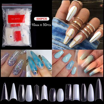 新品500pcs Artificial Nails French False Half Nail ArtZ Tips