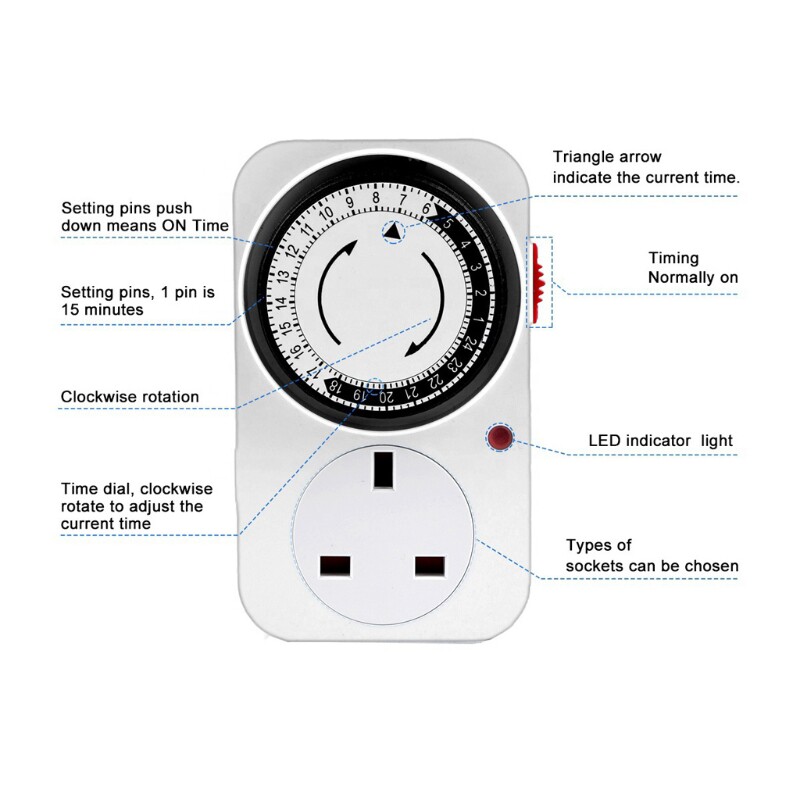 极速24 Hour Cycklic Timer Switch Kitchen Timer Outlet Loop