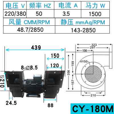 新品新品VV 排风嘉运离心风机双头3A8静音风机C0MY220大风量工业1
