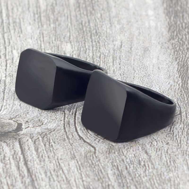 新品2020 Fashion Simple Style Black Square Ring ClaWssic Rin