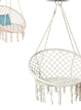 极速Safe Beigej Hanging Hammock Chair Swing Rope Outdoor Ind