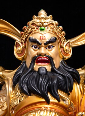 新品纯铜彩绘赵公明神像武财神客C厅供奉办公室店铺财神爷摆件家