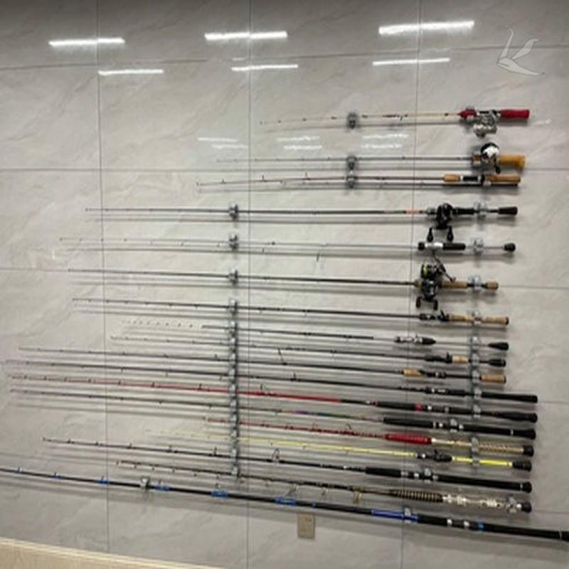 极速鱼竿固定卡扣免打孔强力自粘鱼竿展示器路亚竿收W纳墙壁挂架