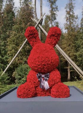 极速新轻c奢rose玫瑰永生花兔子大熊礼盒新家摆件纪念日求婚表白