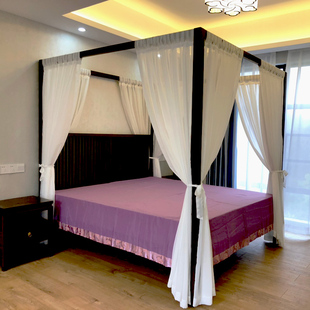 极速东南亚风美式中式四柱床幔床帘帷幔K定制酒店民宿客栈纱幔床