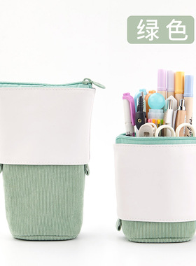 极速new  Retractable Pencil CasBe Pen Holder Corduroy Pu tel