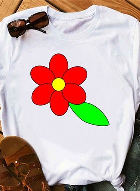 极速flowerf Women T-shirts 90s Printing Summer Autumn Print