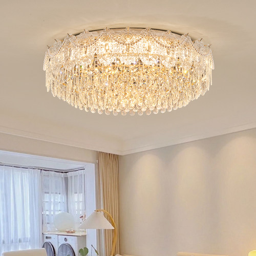法式轻奢珍珠水晶客厅吸顶灯
