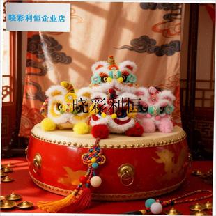 古风醒狮包毛绒斜k挎包新年过年喜庆虎头儿童汉服唐装配饰斜跨包l