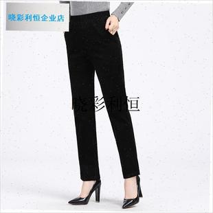 妈妈春秋长裤外j穿灯芯绒松紧裤中老年高腰女裤大码加绒加厚奶奶l