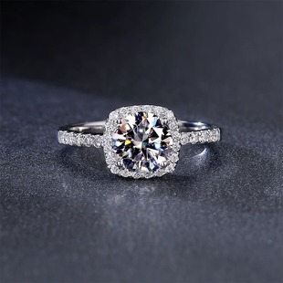 IGI实验室培育钻石戒指方形围镶钻Pt950铂金求婚订婚女钻戒礼物