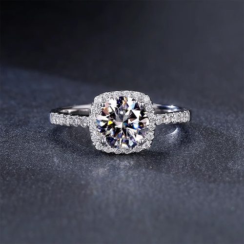 IGI实验室培育钻石戒指方形围镶钻Pt950铂金求婚订婚女钻戒礼物