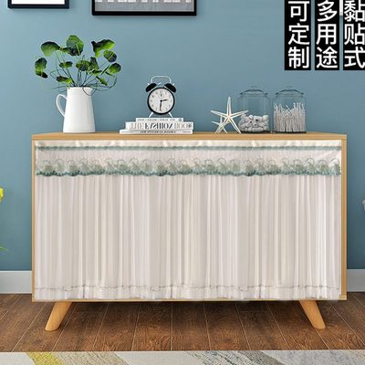 自粘防油防尘遮挡布橱柜防尘书柜厨房家用小半帘帘窗帘隔断帘帘子