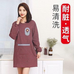 透氣反穿棉布爆圍裙家用廚房夏干款 衣 薄款 2022罩活女大人做飯長袖