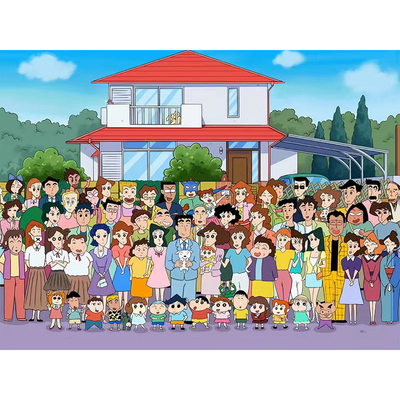 蜡笔小新拼图全家福纸质一千块益智1000片涂鸦带相框男女孩礼物